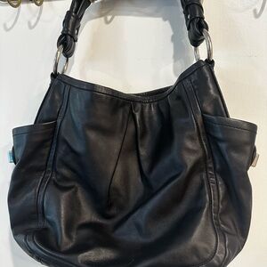 Coach Parker Black Leather Shoulder Bag with Timeless Design